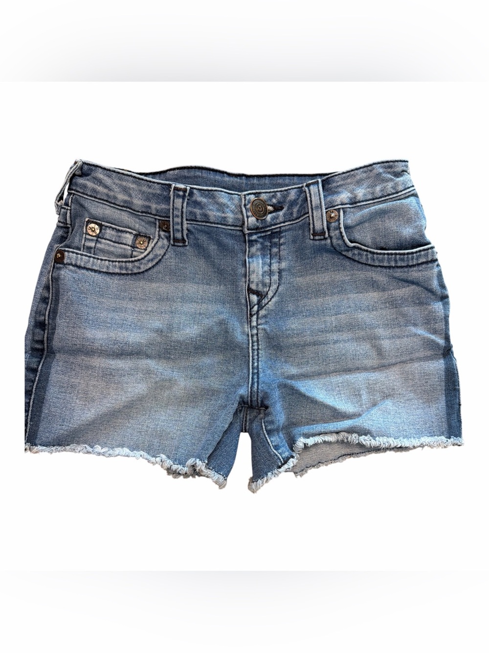 Y2K True Religion Bobby Low Rise Frayed Denim Shorts Girls 14